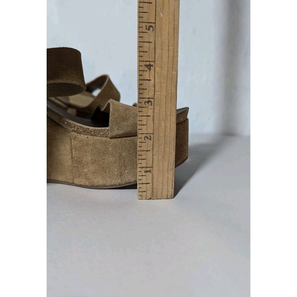 Pedro Garcia Sz 38.5 US 8.5 ? Beige Suede Ankle Strap Wedge Sandal Platform Chic - Picture 13 of 16